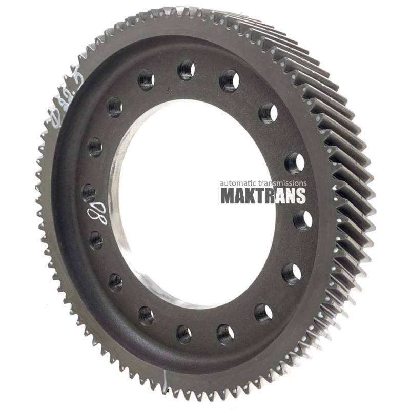 Differential helical gear TOYOTA U150E U151F  80 teeth, 1 notch, outer diameter 224.75 mm, 16 mounting holes]