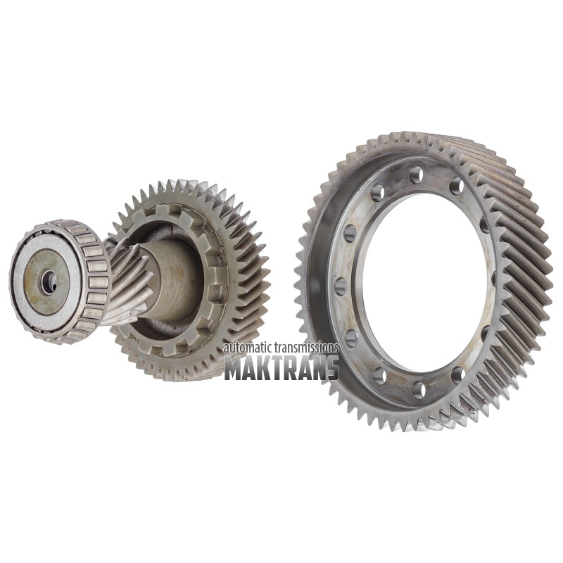 Primary gearset (ring gear 58 teeth and intermediate shaft with parking gear, intermediate 52 teeth gear and 15 teeth differential drive gear), automatic transmission AWTF-60SN 09K 09G 03-up