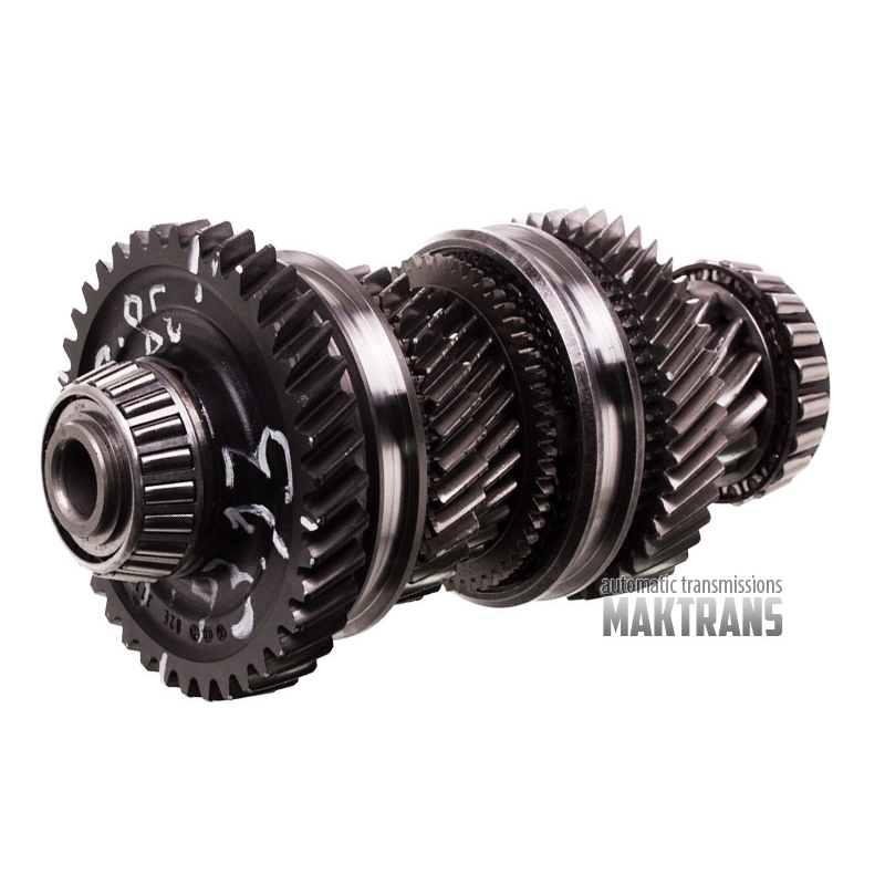 Differential drive shaft DQ250 02E DSG 6 with gears 13 teeth 54.35 mm / 43 teeth 109.15 mm / 28 teeth 76 mm / 32 teeth 91.45 mm / 38 teeth  125.05 mm