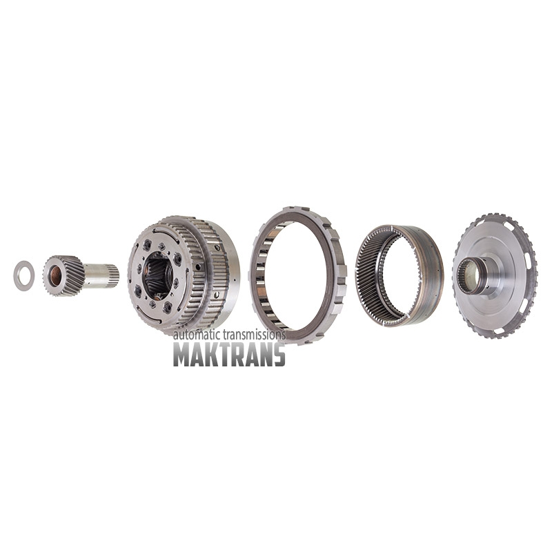 Rear planetary gear kit AW TF-60SN 09G (4 satellites, non removable front sun gear , K2 hub for 55 teeth friction disk) with ring gear (78 teeth) and K3 hub (37 splines)