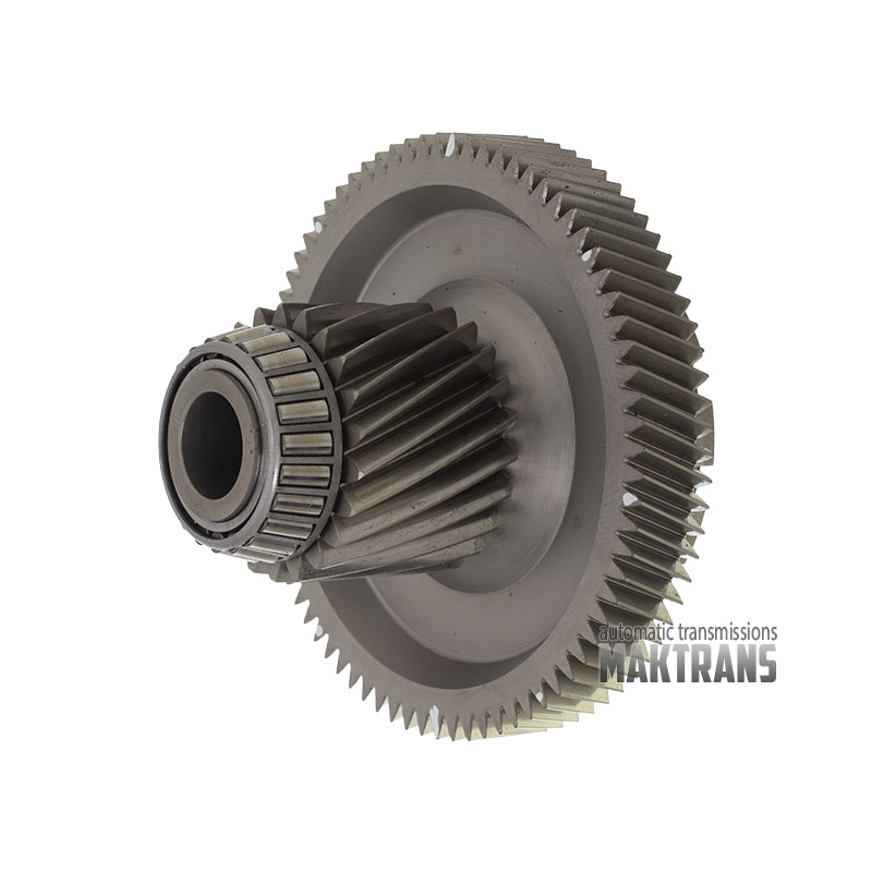 Intermediate shaft ZF 9HP48 948TE 04800943AA of the main pair with drive gears (driven gear TH 128 mm on 76T D169.50 mm and pinion gear on 22T D75 mm.)