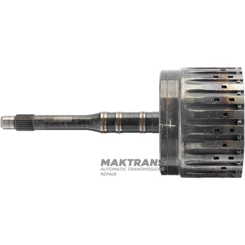 Input shaft with clutch drum E Clutch ZF 6HP26 ZF 6HP28 (total shaft height 308 mm, shaft diameter at the base 30 mm, 7 friction plates)