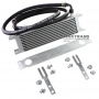 Universal oil cooler 9-row thread pitch 9/16"x18 Fitting AN6 Kit with mount, fittings and hose for connection.