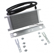 Universal oil cooler 15-row, thread pitch 9/16"x18 Fitting AN6 Complete with fastening, fittings and hose for connection.
