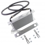 Universal oil cooler 18-row thread pitch 9/16"x18 AN6 fitting Kit with mount, fittings and hose for connection.