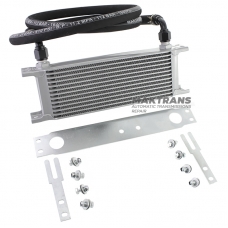 Universal oil radiator 12-row thread pitch 3/4"x16 Fitting AN8 Complete with fastening, fittings and hose for connection.