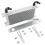 Universal oil cooler 15-row thread pitch 3/4"x16 AN8 fitting kit with mount and fittings for connecting to a 13mm hose