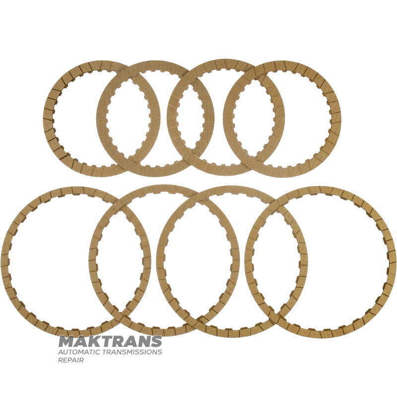 Set of friction discs for dual wet clutch VAG DSG DQ381 0GC K1 Clutch [ext.Ø 212.8 mm, 28 teeth, thickness 2.05 mm]-4 pcs / K2 Clutch [ext.Ø 168.5 mm, 32 teeth, thickness 2.05 mm]-4 pcs