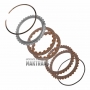 Set of steel and friction plates for clutch of Hyundai/KIA A6GF1 A6MF1 torque converter - suitable for torque converters marked NLD, NLM, NTA