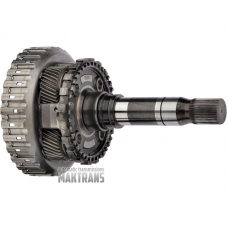 Output shaft and planetary gear No.4, D Clucth drum (empty, without discs) ZF 8HP70 8HP75 / total shaft height 285 mm, 43 splines, 4 satellites (35 teeth per satellite)