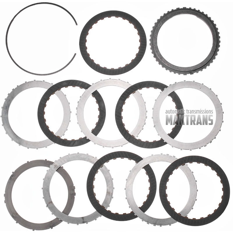 Steel and friction plate kit 2-3-4-6-8 Clutch GM 8L90 / [5 friction plates, total kit thickness 27.75 mm]
