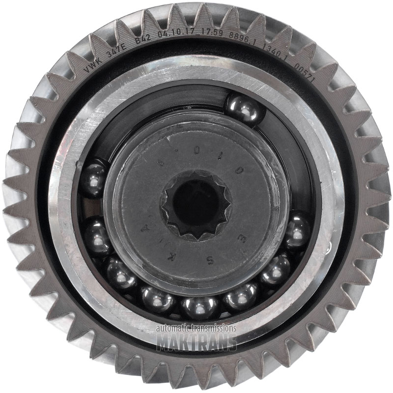 Shaft with center differential drive gear VAG DSG DL382 0CL 0CL311195C VWK347E / total height ~ 535 mm, 30 splines (23.85 mm), gear 41 teeth (outer Ø 101.85 mm)