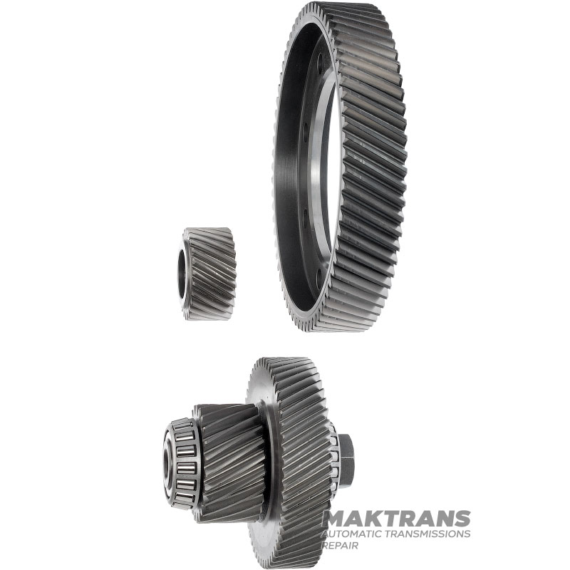Primary gearset gearwheel kit JATCO CVT JF016E / intermediate shaft 23 teeth (outer Ø 71.60 mm) / 54 teeth (outer Ø 127.95 mm), differential gear. 68 teeth (outer Ø 195 mm), driven pulley gear 25 teeth (outer Ø 61.70 mm)
