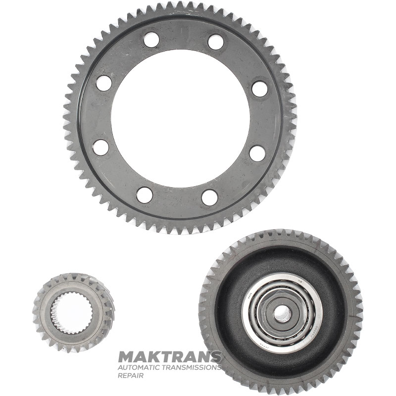 Primary gearset gearwheel kit JATCO CVT JF016E / intermediate shaft 23 teeth (outer Ø 71.60 mm) / 54 teeth (outer Ø 127.95 mm), differential gear. 68 teeth (outer Ø 195 mm), driven pulley gear 25 teeth (outer Ø 61.70 mm)