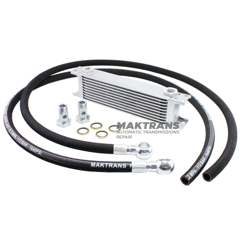 Universal oil cooler 9 row M22x1.5 with Banjo fittings and hose HOSE13 mm 3 meters