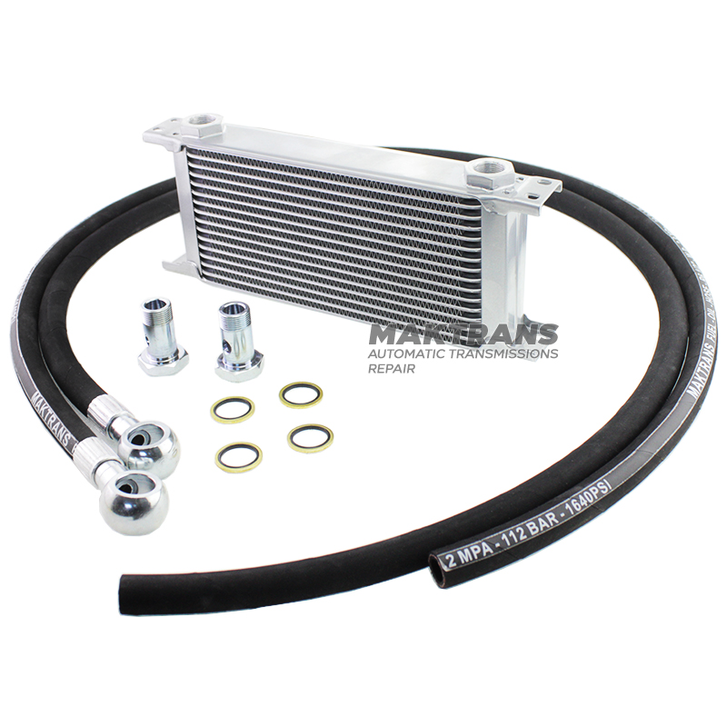Universal oil cooler 15 row M22x1.5 with Banjo fittings and hose HOSE13 mm 3 meters