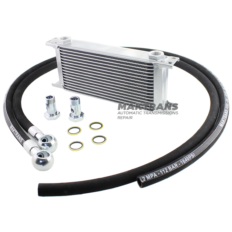 Universal oil cooler 15 row M22x1.5 with Banjo fittings and hose HOSE13 ...