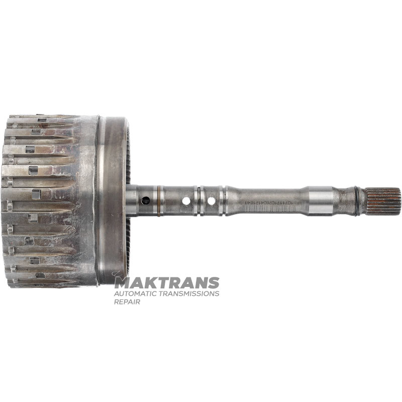 Input Shaft / Drum E Clutch (no disc set, no pistons) ZF 6HP19 (BMW) / [total shaft height 297 mm, ring gear 71 teeth] - used and inspected