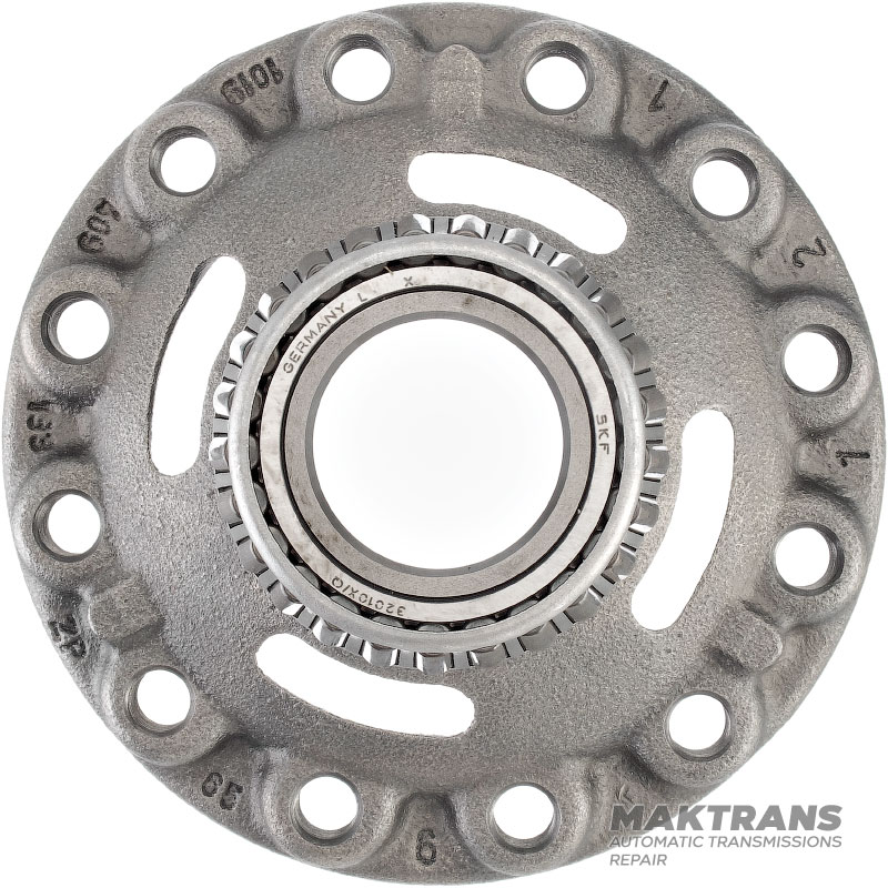 Rear differential cover ZF 4HP20 1019409133 —12 mounting holes, internal Ø for side gear 40 mm