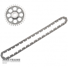 Drive chain complete with driven gear NISSAN GE9R01A / JATCO JR913E - 31 teeth (60.55 mm), 13 splines, 34 links chain (4.60 mm wide)