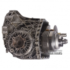 Front housing 01J assembled with a main pair 9/43T and a set of pulleys (drive pulley gear 51T, driven pulley marking 01J331201 CK SS2, chain width 38.15mm)