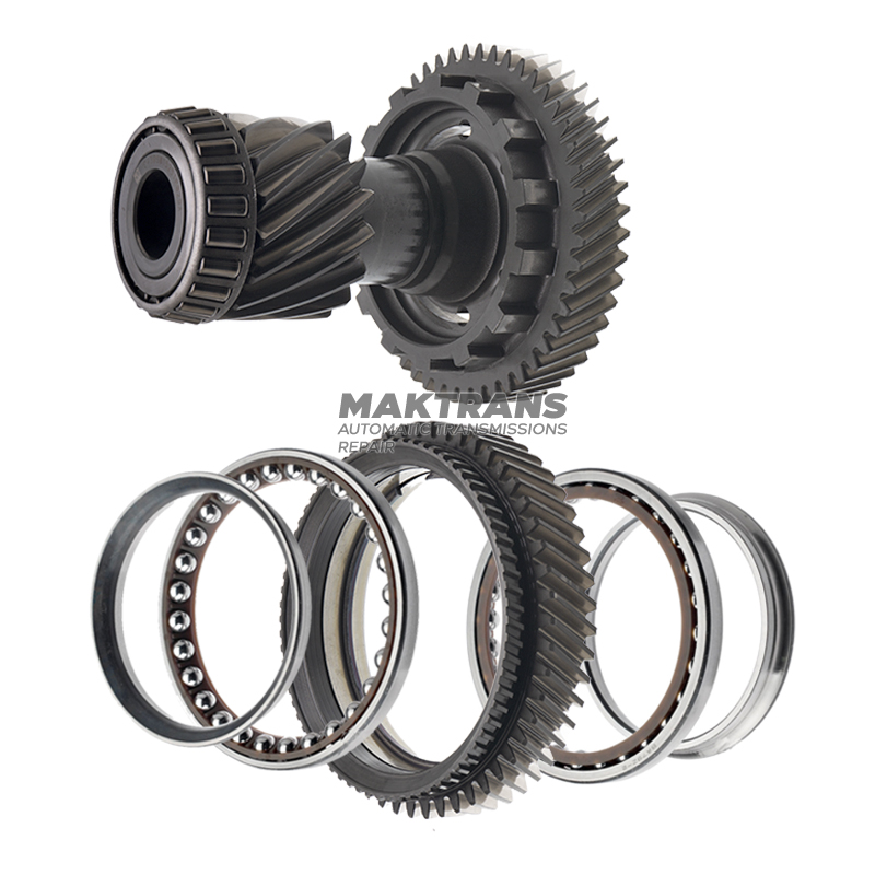 TOYOTA UA80 differential drive gear set - central caliper gear with original (OEM) used bearings (52 teeth, outer Ø 143.15 mm), industrial shaft (16 teeth (outer Ø 70.60 mm) / 49 teeth (outer Ø 136.75 mm)
