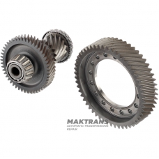 The main pair of helical gears of the Aisin Warner TG81-SC differential is an intermediate shaft with 15 teeth (ext.Ø 67.45 mm, 3 notches) / 48 teeth (ext.Ø 134.60 mm, 1 notch), differential gear with 52 teeth (ext.Ø 205.80 mm, 2 notches)