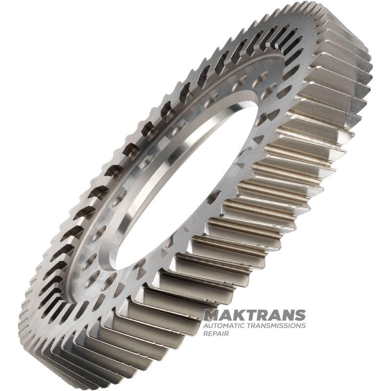 FORD HF45 HF55 eCVT differential helical gear PZ18-7F343-BB — 64 teeth (ext.Ø 248.75 mm, 2 notches, width 34.70 mm), 16 mounting holes