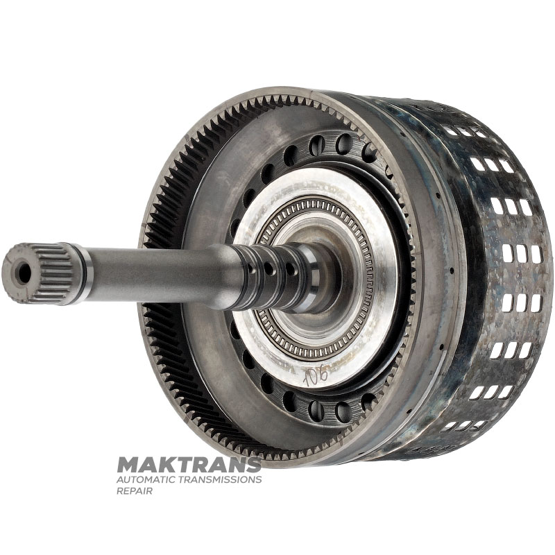 Input shaft / drum K1 Clutch NISSAN RE5R05A / JATCO JR507A 3154095X02 - overall height 256 mm, 106 teeth, 7 friction discs (60 teeth), 24 splines (ext.Ø 25.75 mm, spline length 18 mm)