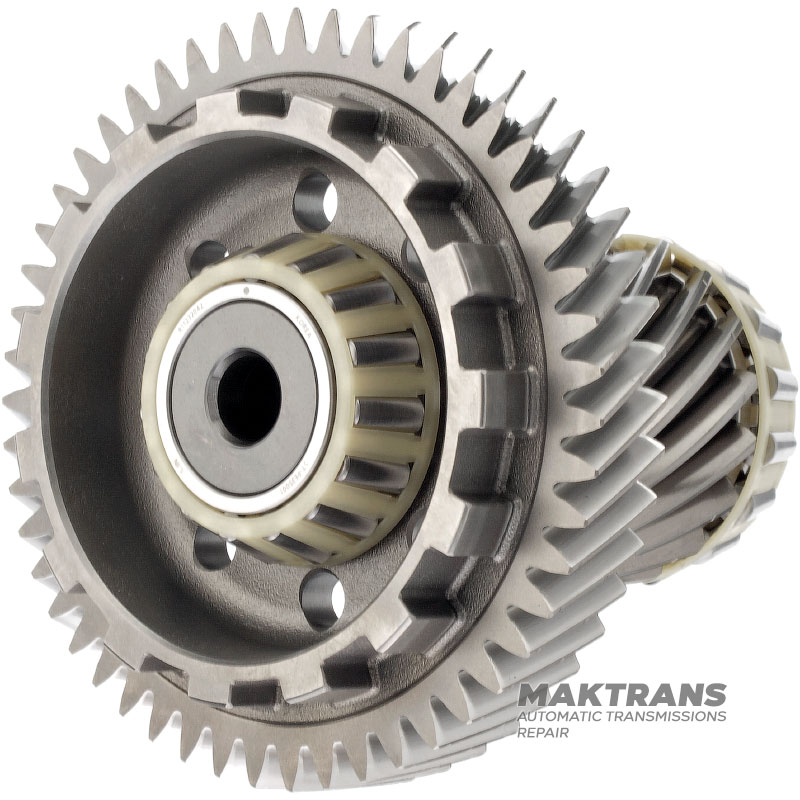 Intermediate shaft of differential HYUNDAI / KIA A8MF1 457224G630 457204G611 – leading gear (18 teeth, outer Ø 70.75 mm, 1 notch), driven gear (51 teeth, outer Ø 140.45 mm, 3 notches)
