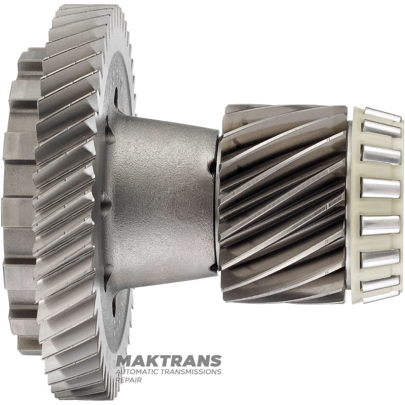 Intermediate shaft of differential HYUNDAI / KIA A8MF1 457224G630 457204G611 – leading gear (18 teeth, outer Ø 70.75 mm, 1 notch), driven gear (51 teeth, outer Ø 140.45 mm, 3 notches)