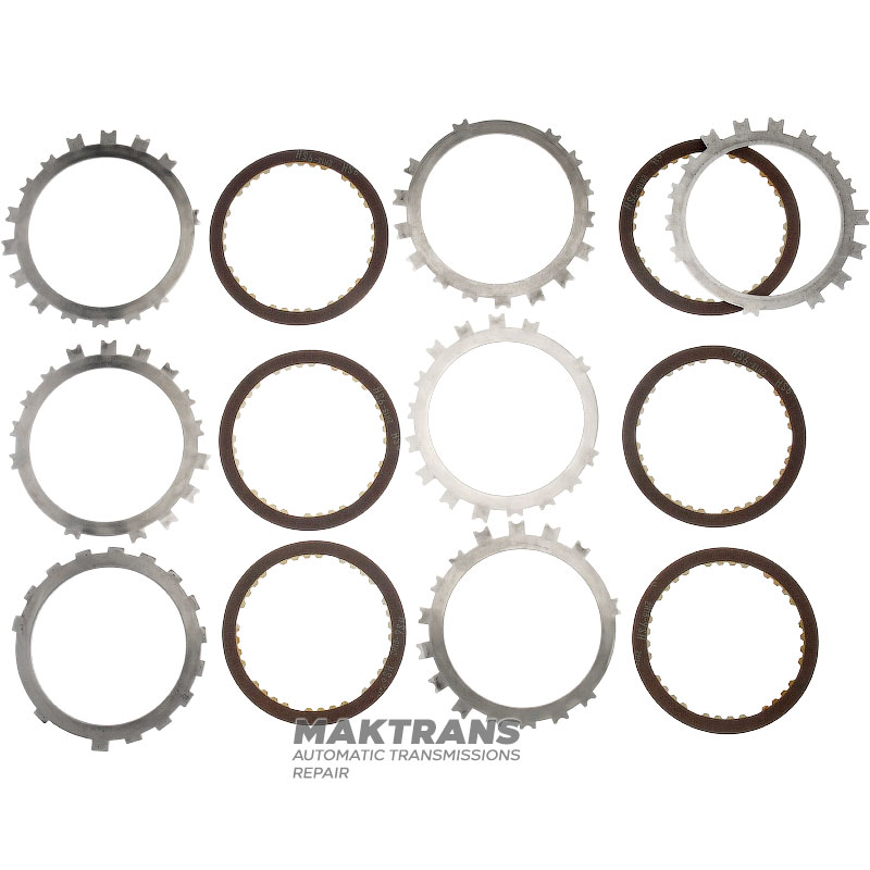 Set of steel and friction discs LOW-REVERSE BRAKE Aisin Warner 30-40LE, 30-80LE / TOYOTA A340 A343 - 6 friction discs (total thickness of the set 26.35 mm)