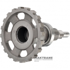 Output shaft NISSAN RE5R05A RE7R01A / JATCO JR507A JR710E - overall shaft height 199 mm, 32 splines (outer Ø 34 mm), parking gear 20 teeth (outer Ø 129.95 mm), 36 splines on the inner side
