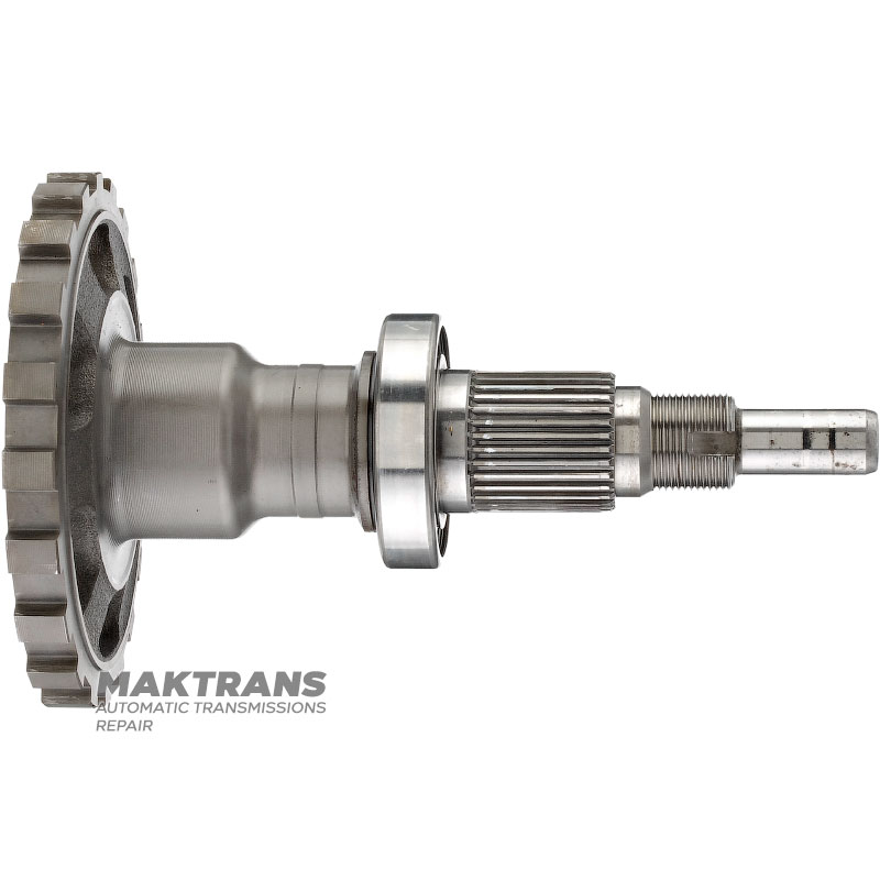 Output shaft NISSAN RE5R05A RE7R01A / JATCO JR507A JR710E - overall shaft height, 32 splines (outer Ø 34 mm), parking gear 20 teeth (outer Ø 129.95 mm), 36 splines on the inner side