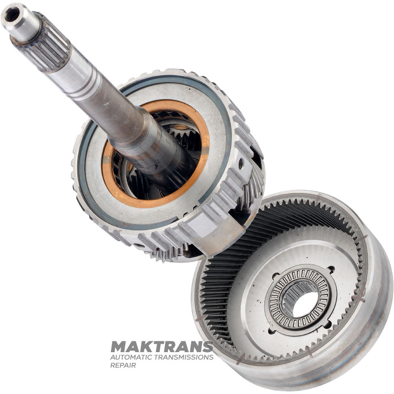 Input shaft / planetary gear OVERDRIVE Aisin Warner 30-40LE, 30-80LE / TOYOTA A340 A343— length of input shaft 209 mm (20 splines, outer Ø 21.30 mm), 4 satellites (23 teeth), ring gear 79 teeth (outer Ø 117.95 mm)