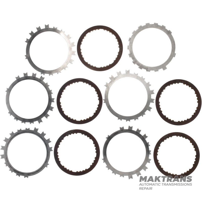 Set of steel and friction discs LOW-REVERSE BRAKE Aisin Warner 30-40LE, 30-80LE / TOYOTA A340 A343 - 5 friction discs (total thickness of the set 22.60 mm, thickness of the support disc 4.60 mm)