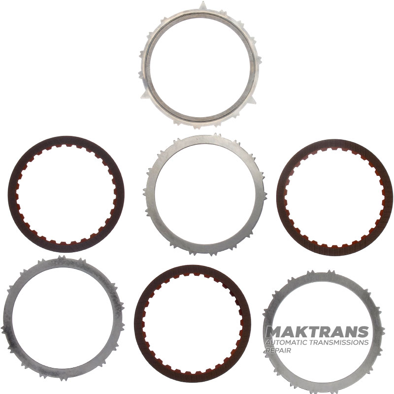 B2 Low Coast Brake RE5R05A 3166290X02 Steel and Friction Disc Set - 3 friction discs (30 teeth per disc), 15 teeth on steel disc, total set thickness 12.55 mm