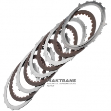 B2 Low Coast Brake RE5R05A 3166290X02 Steel and Friction Disc Set - 4 friction discs (30 teeth per disc), 15 teeth per steel disc, total set thickness 16.45 mm