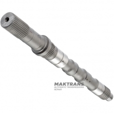 Output shaft RE5R05A / RE7R01A—overall length 452 mm, 32 splines (outside Ø 32.40 mm, L35 mm), 36 splines (outside Ø 37.65 mm, L20 mm), 32 splines (outside Ø 33.65 mm, L56 mm)