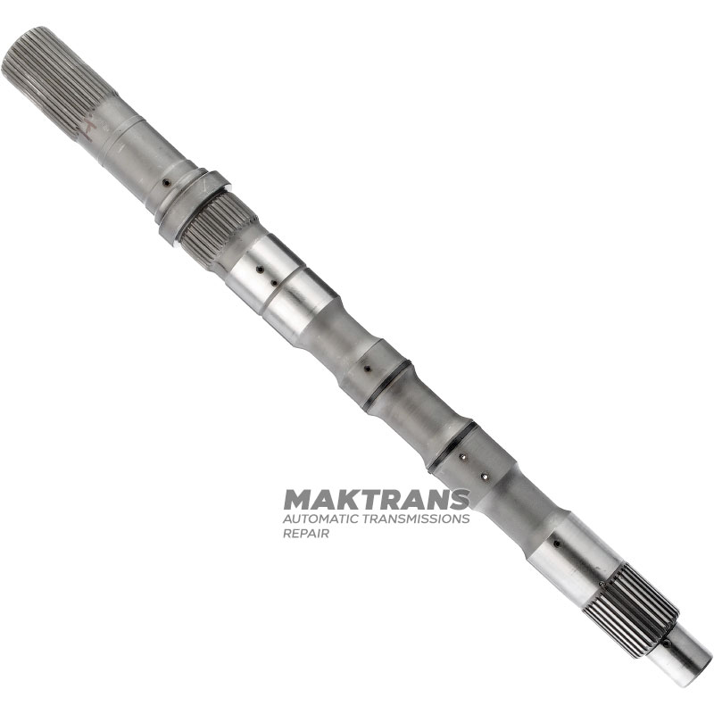 Output shaft RE5R05A / RE7R01A—overall length 452 mm, 32 splines (outside Ø 32.40 mm, L35 mm), 36 splines (outside Ø 37.65 mm, L20 mm), 32 splines (outside Ø 33.65 mm, L56 mm)