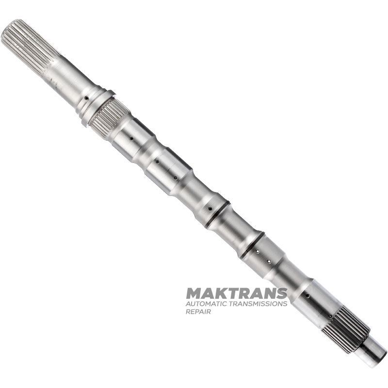 Output shaft RE5R05A / RE7R01A—overall length 466 mm, 32 splines (outside Ø 32.40 mm, L35 mm), 36 splines (outside Ø 37.70 mm, L20 mm), 23 splines (outside Ø 30.65 mm, L57 mm)
