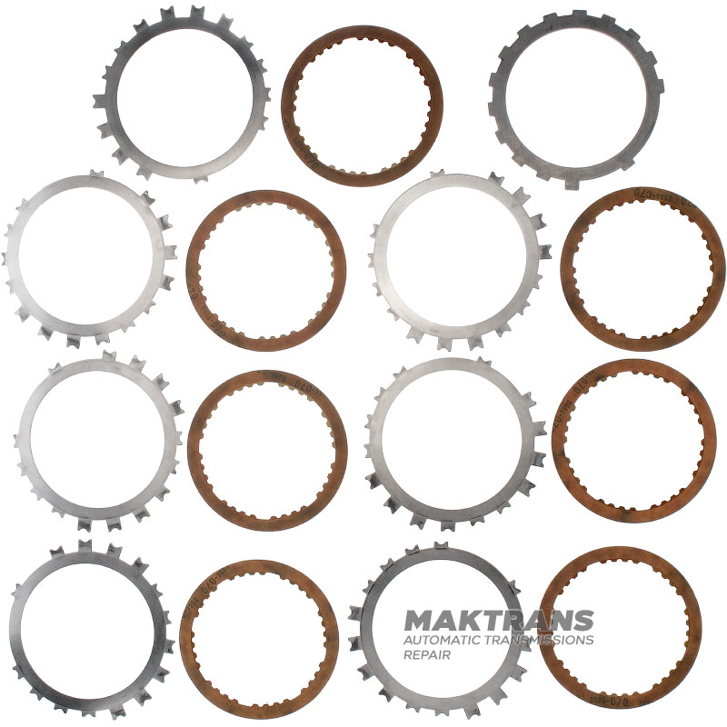 Set of steel and friction discs LOW-REVERSE BRAKE Aisin Warner 30-40LE, 30-80LE / TOYOTA A340 A343 - 7 friction discs (total thickness of the set 30.70 mm)