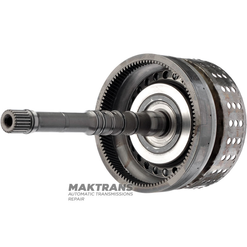 Input shaft / drum K1 Clutch (7 friction discs, 40 teeth per disc) NISSAN RE7R01 315401XJ0C - (overall length 324 mm, shaft length 256 mm, 24 splines (ext.Ø 25.70 mm), 102 teeth on ring gear)