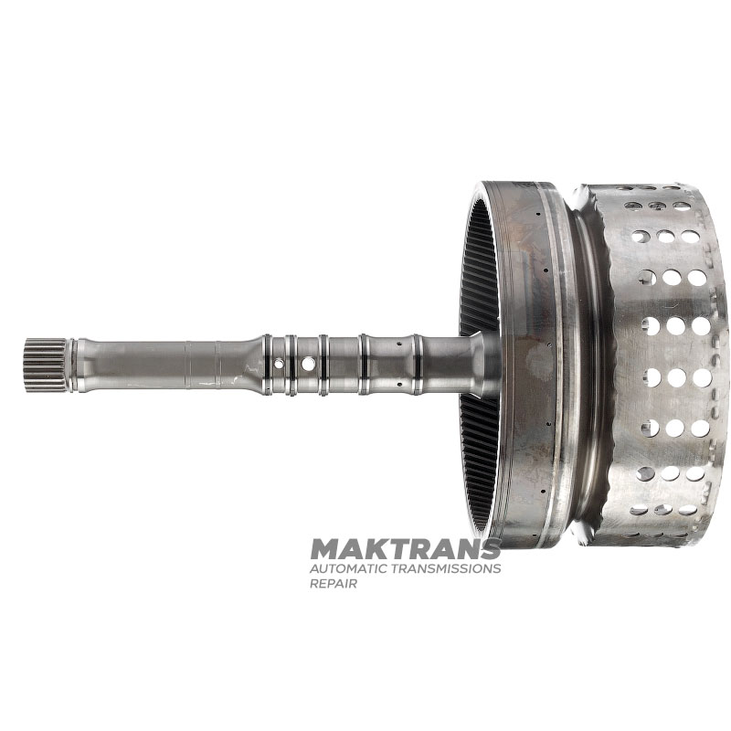Input shaft / drum K1 Clutch (empty, without discs) NISSAN RE7R01 315401XJ0C - (overall length 311 mm, shaft length 243 mm, 24 splines (ext.Ø 25.70 mm), 105 teeth on ring gear)