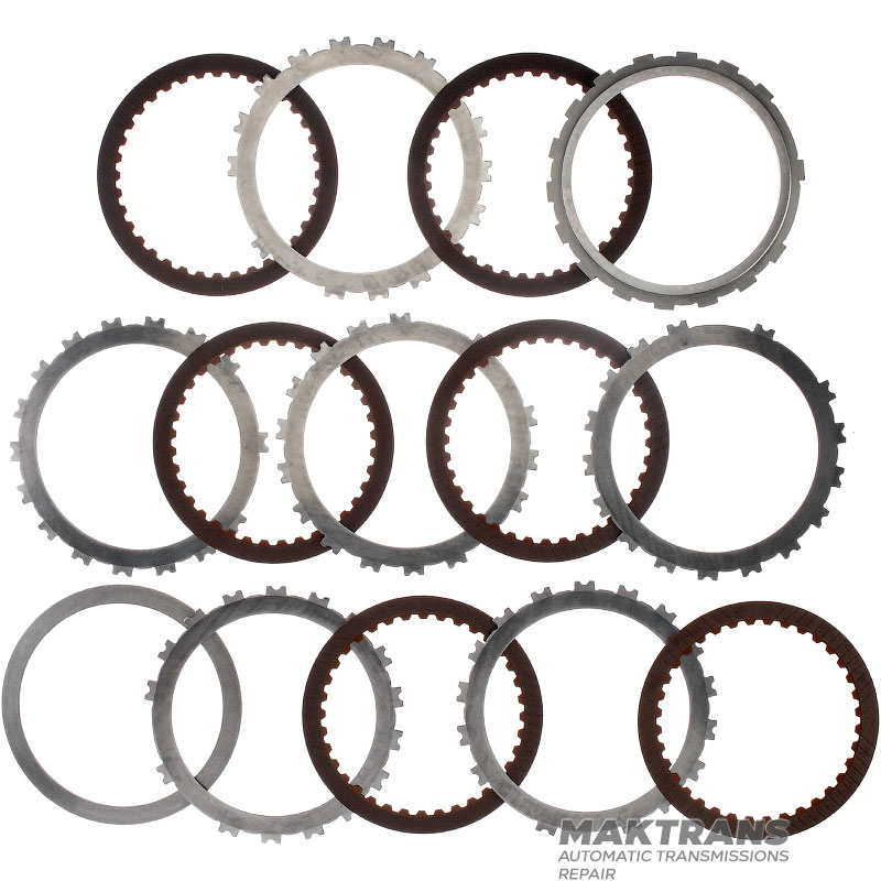 B2 Low Brake Steel and Friction Disc Set NISSAN RE7R01A / JATCO JR710E / JR711E - Total Set Thickness 23mm, 6 Friction Discs (36 Teeth)