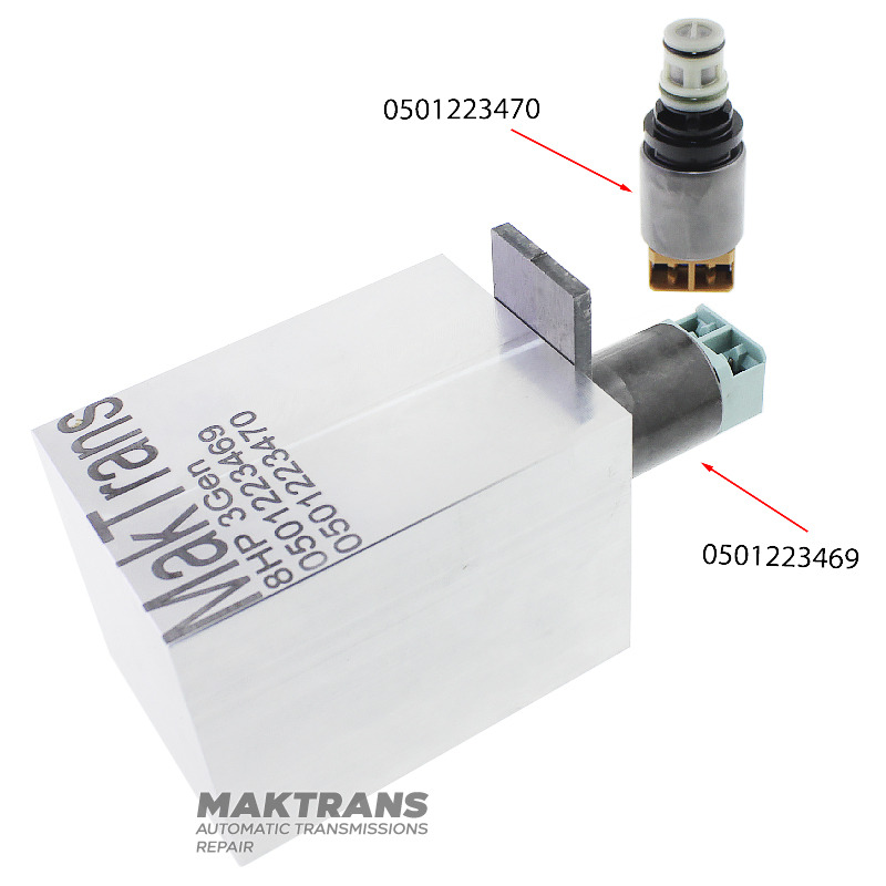 Adapter for testing solenoids ZF 8HP 3rd generation (solenoid part numbers 0501223469, 0501223470)