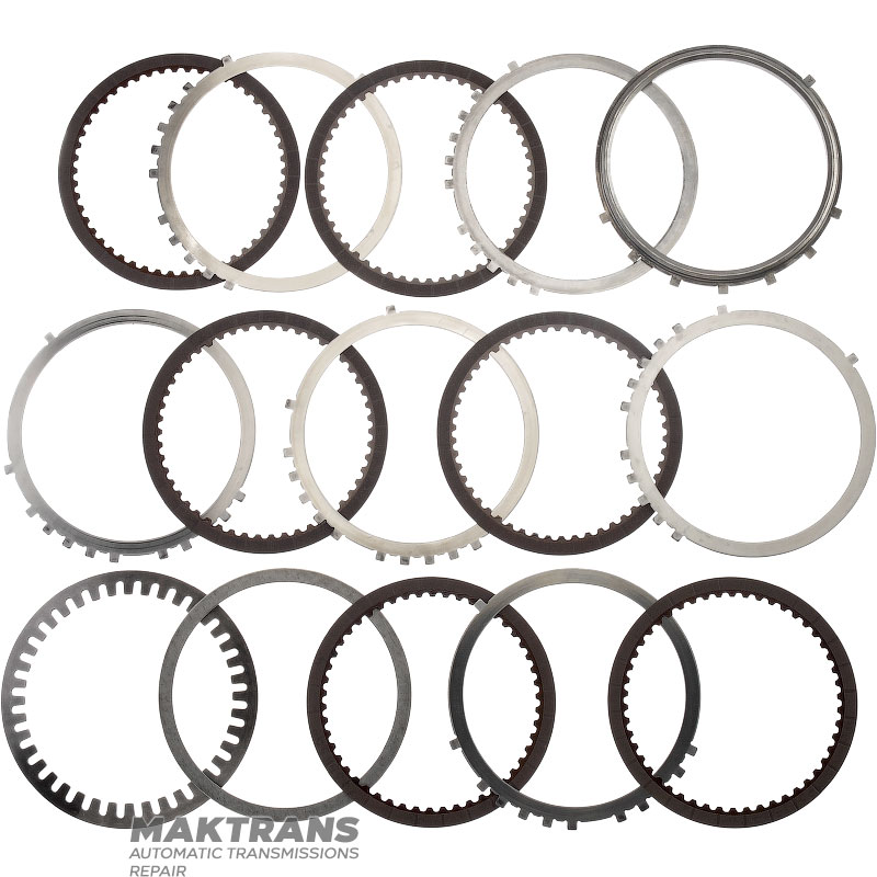 Set of steel and friction discs B1 (Low / Reverse) Brake - 095323227A, 095323231C, 095398208 - 6 friction discs