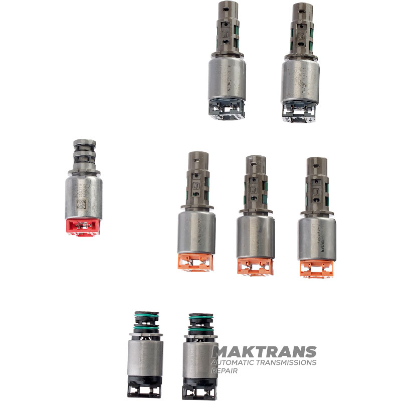 Set of solenoids (8 solenoids) Hyundai / KIA A6MF1 A6LF1 — Gen1 (ext.Ø of NH solenoids nose 14 mm)