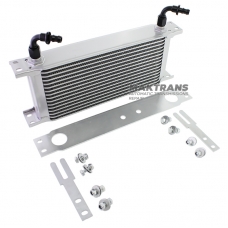 Universal oil radiator 15-row thread pitch 9/16"x18 Fitting AN6 Complete with fastening, fittings for connection.