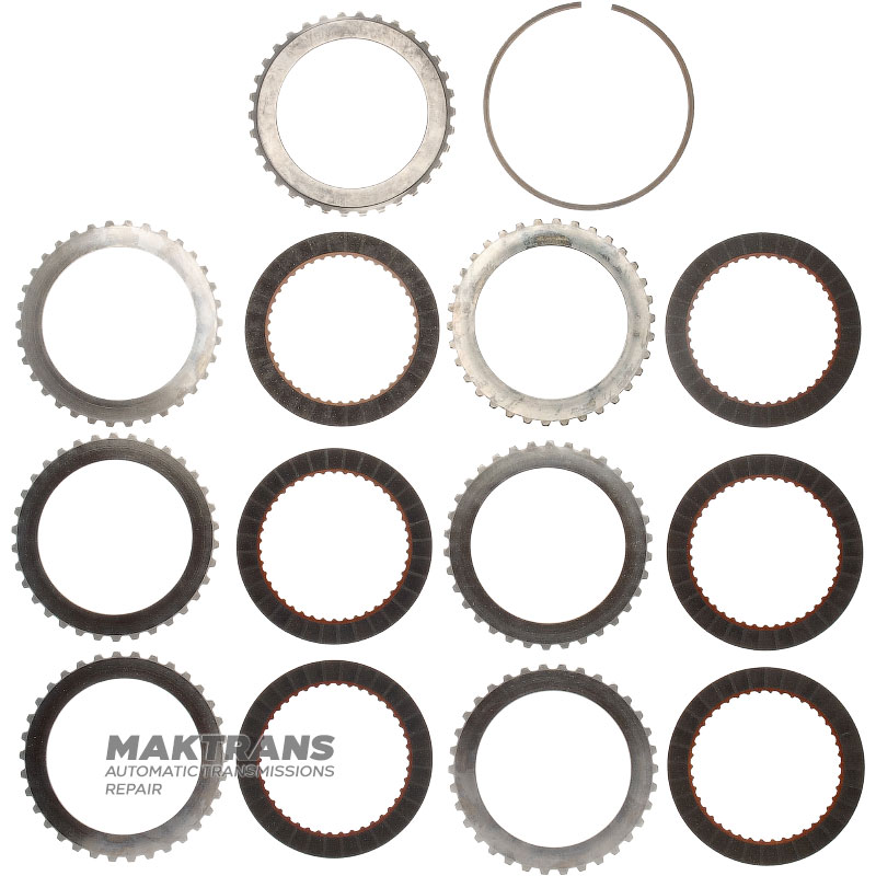 Set of steel and friction discs DIRECT Clutch FORD AOD, AODE, AODE-W, 4R70W, 4R75E, 4R75W — F6AZ-7B442-AA, F8AZ-7B164-BA, 6 friction discs, (total thickness of the set 25.85 mm)